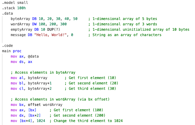 TASM 1D array code
