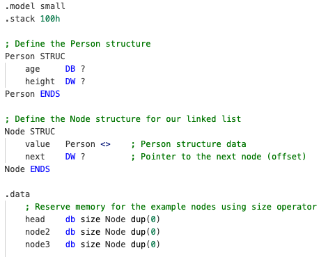 Linked list node definition